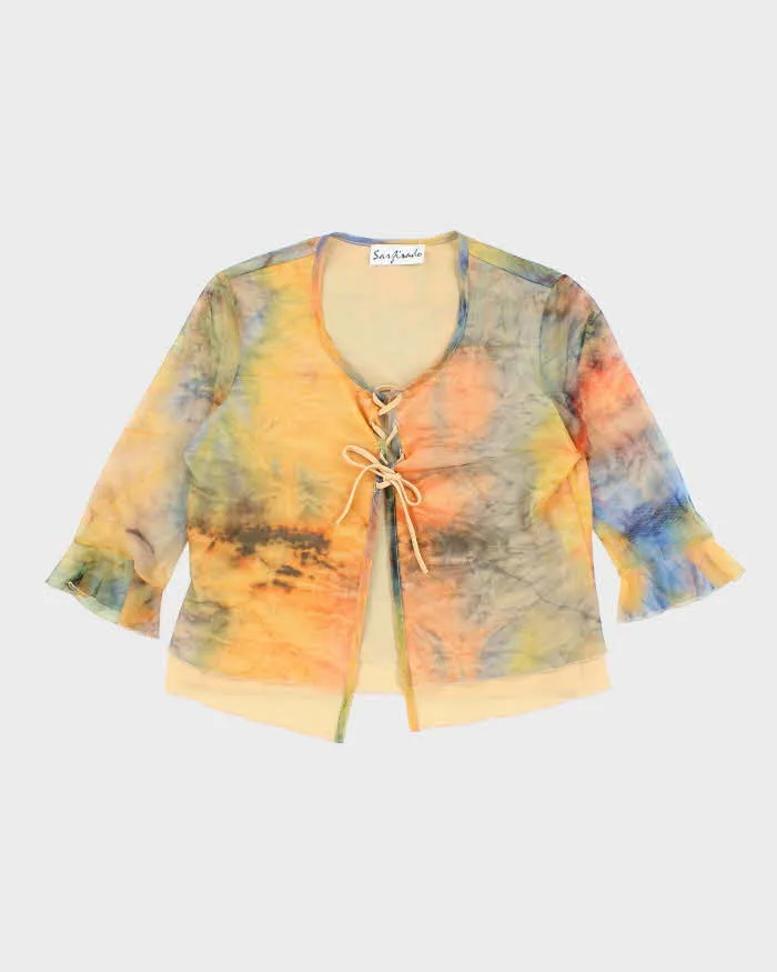 Vintage 90s Sarfisado Lace-up Mesh Top - M sold by Rokit