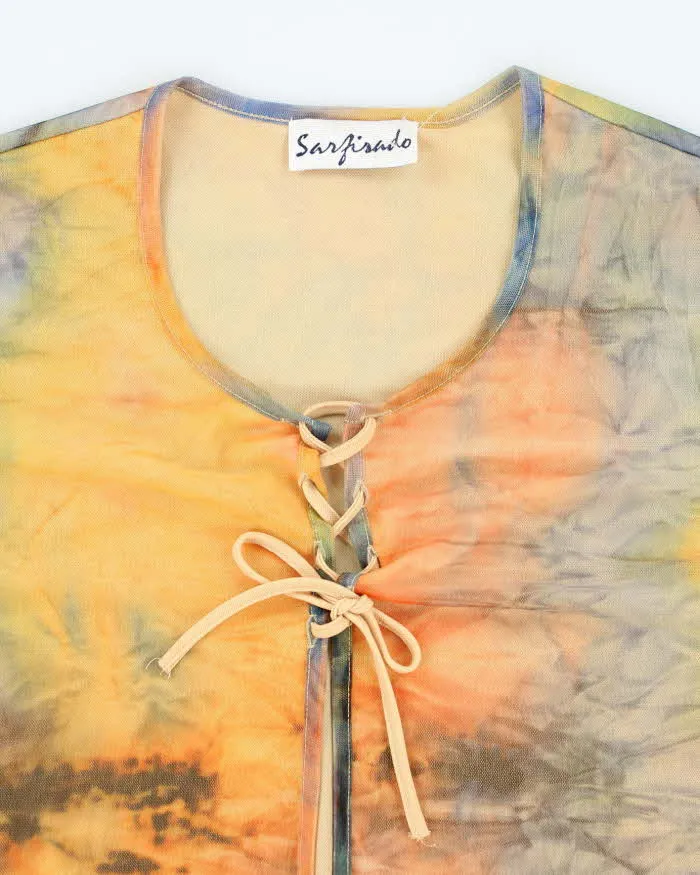 Vintage 90s Sarfisado Lace-up Mesh Top - M sold by Rokit product image thumbnail 3