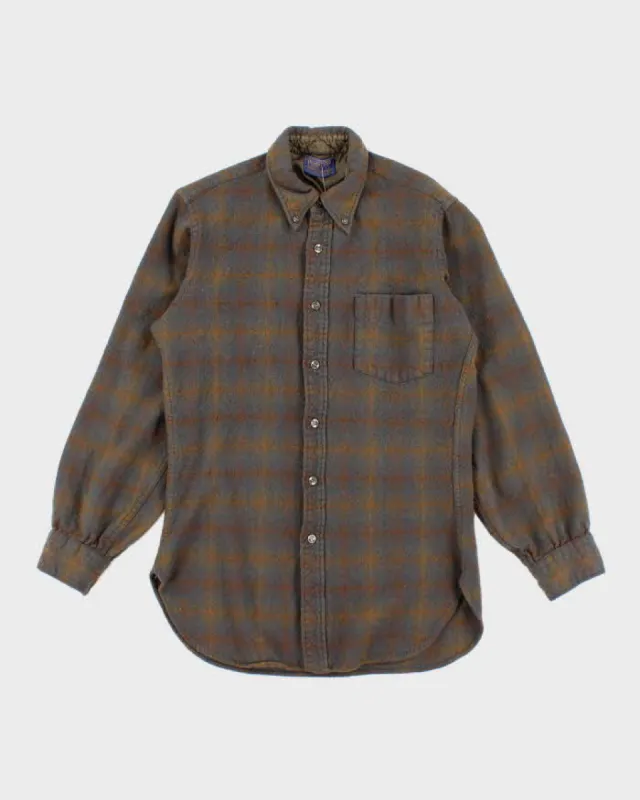 Vintage 80's Pendleton Brown Plaid Wool Shirt - M made by Pendleton