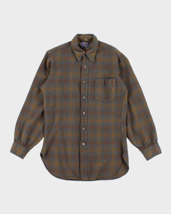Vintage 80's Pendleton Brown Plaid Wool Shirt - M sold by Rokit