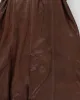 Womens Brown Leather Long Trench Coat - S sold by Rokit