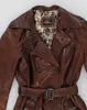 Womens Brown Leather Long Trench Coat - S sold by Rokit