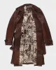 Womens Brown Leather Long Trench Coat - S sold by Rokit