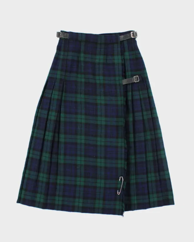 Vintage Wool Checked Pleated Skirt - XS sold by Rokit
