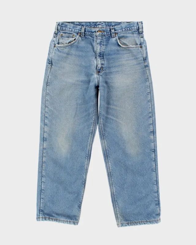 00s Carhartt Light Wash Faded Fleece Lined Jeans - W36 L30 sold by Rokit