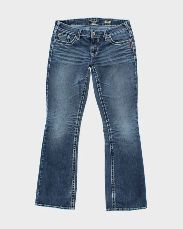 Vintage Y2K Women's Silver Bootcut Dark Wash Denim Jeans - W32 L31 sold by Rokit