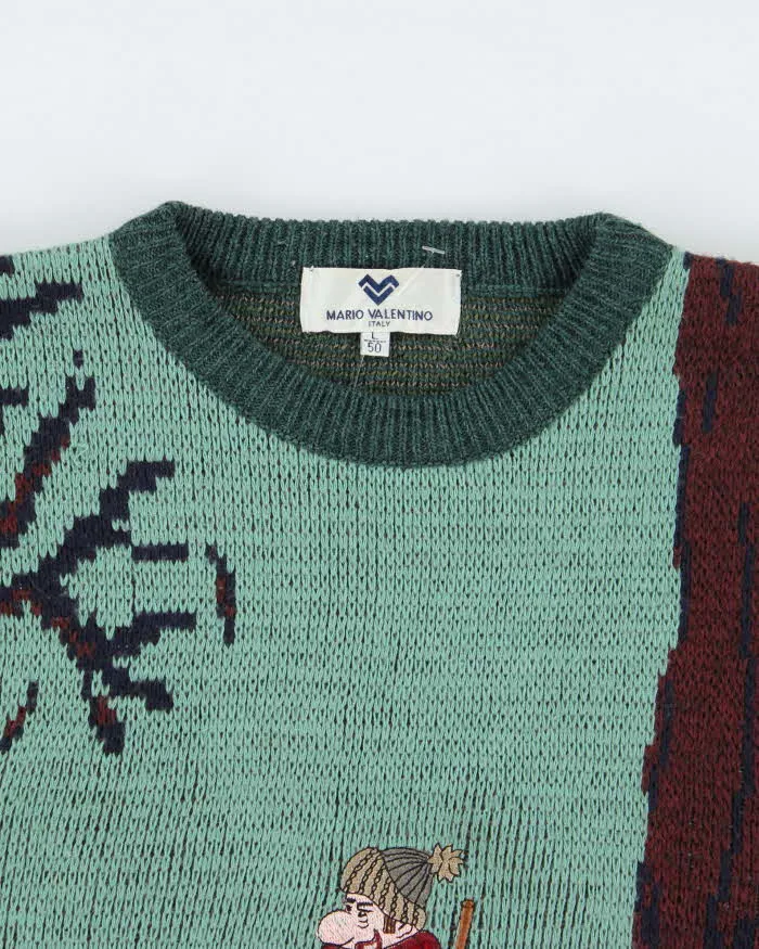 Vintage 90's Mario Valentino Graphic Chunky Knit Jumper - L sold by Rokit product image thumbnail 3