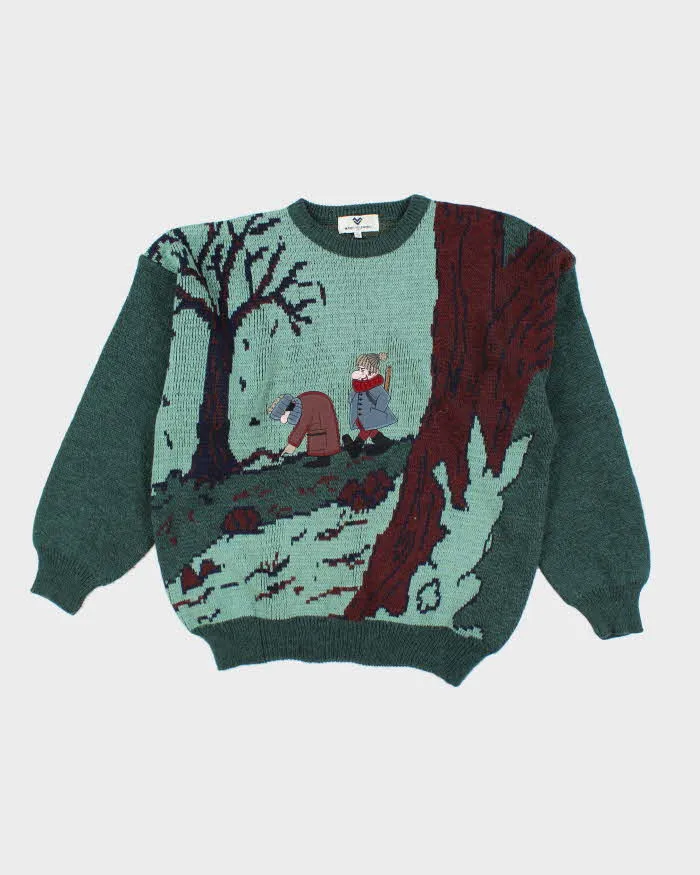 Vintage 90's Mario Valentino Graphic Chunky Knit Jumper - L sold by Rokit