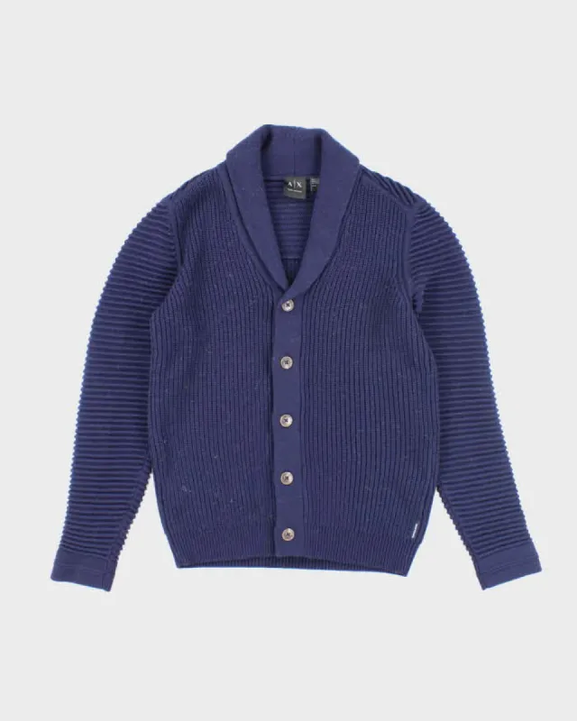 Armani Exchange Navy Wool Blend Cardigan - S sold by Rokit