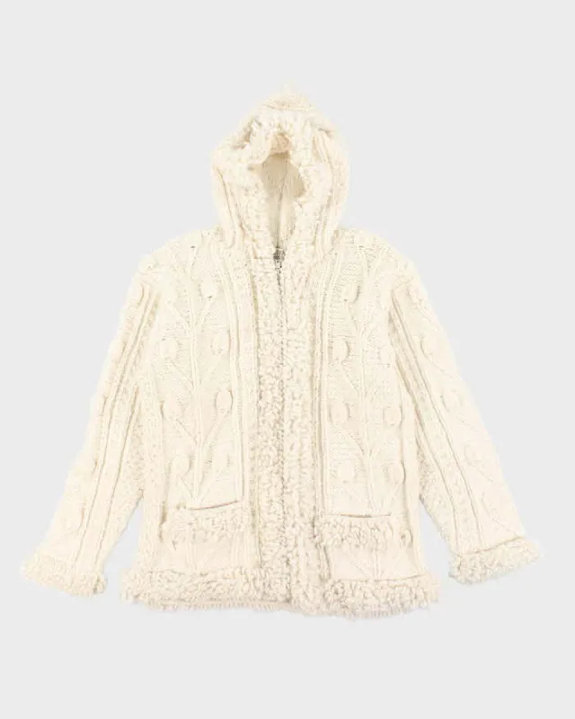 Vintage Buffalo Wool Chunky Zip-Up Hooded Cardigan - L sold by Rokit