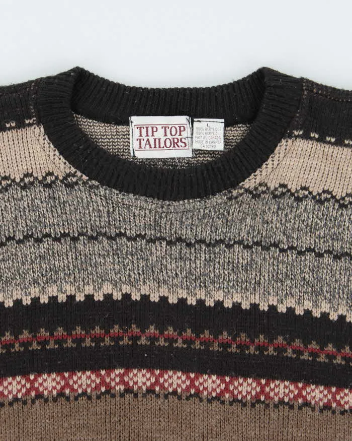 Vintage 90's Tip Top Tailors Patterned Heavyweight Knit Jumper - L sold by Rokit product image thumbnail 3