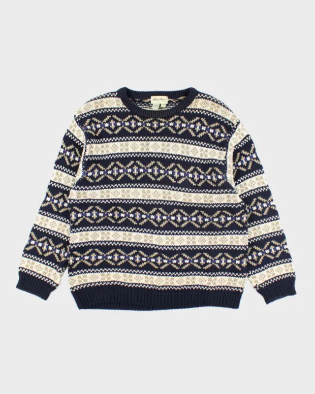 Vintage 90's Eddie Bauer Heavyweight Patterned Chunky Knit Jumper - L sold by Rokit