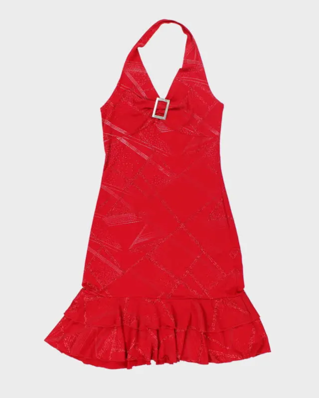 Y2k 00s Codigo Red Glitter Halter Neck Dress - S sold by Rokit