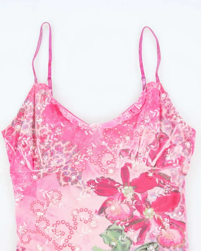 Y2k 00s Venus USA Pink Sequin Floral Cami - S sold by Rokit product image thumbnail 4