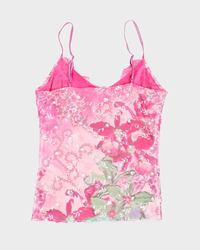 Y2k 00s Venus USA Pink Sequin Floral Cami - S sold by Rokit product image thumbnail 2