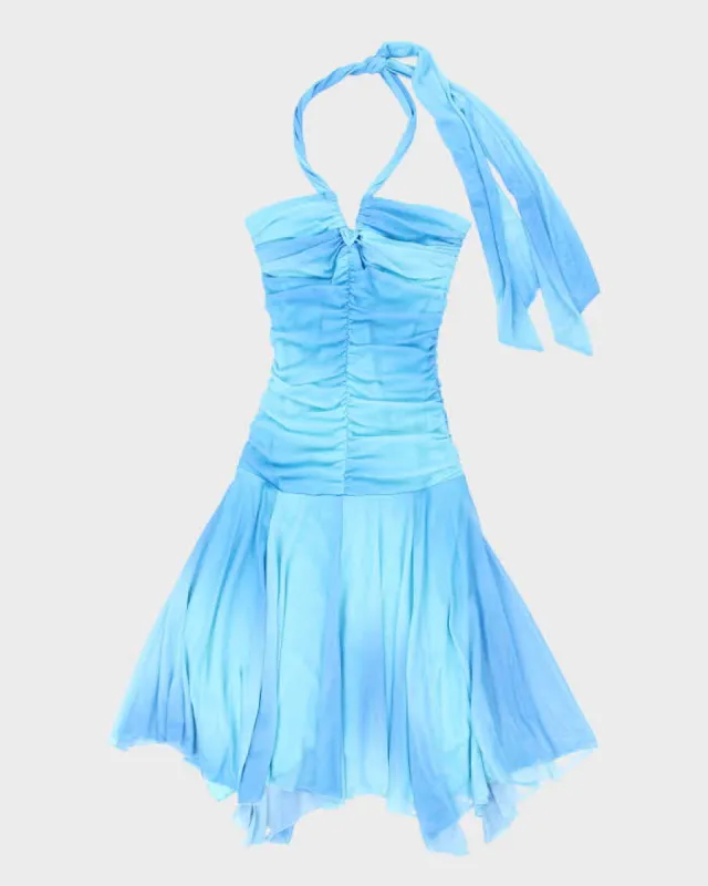 Y2k 00s Le Chateau Blue Halter Dress - S sold by Rokit