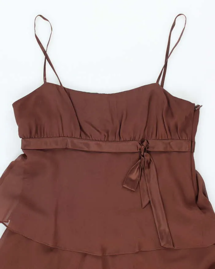 Vintage 90s Nine West Brown Silk Dress - S sold by Rokit product image thumbnail 3
