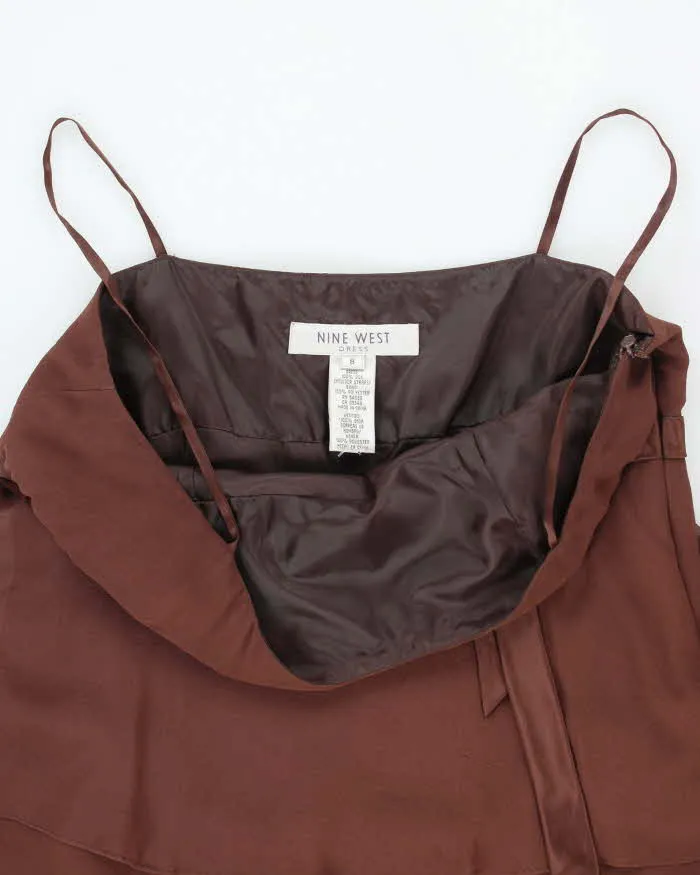 Vintage 90s Nine West Brown Silk Dress - S sold by Rokit product image thumbnail 4