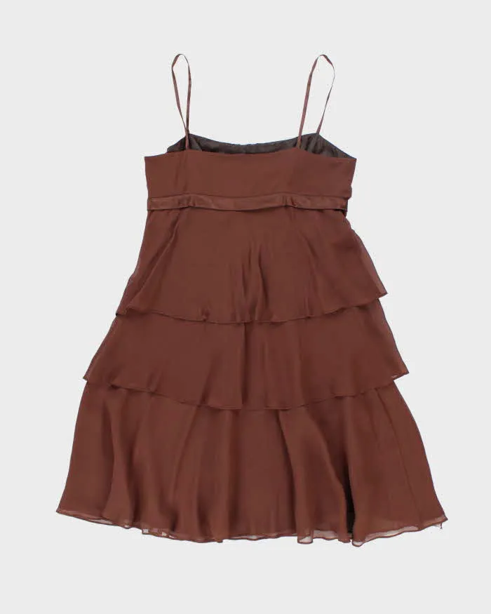 Vintage 90s Nine West Brown Silk Dress - S sold by Rokit product image thumbnail 2