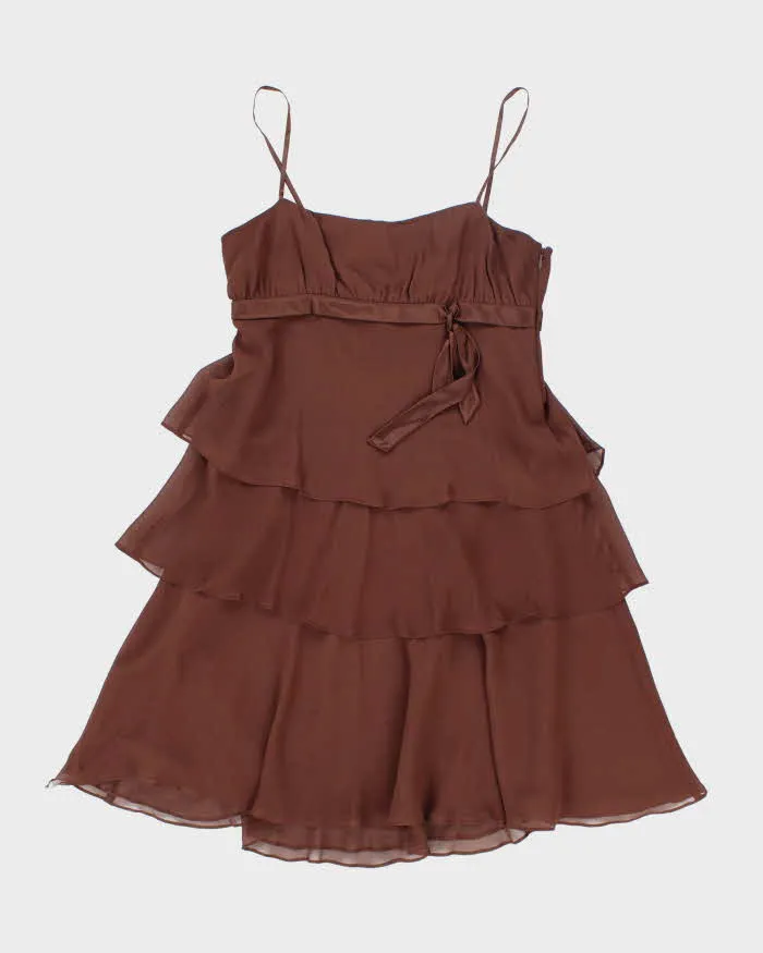 Vintage 90s Nine West Brown Silk Dress - S sold by Rokit