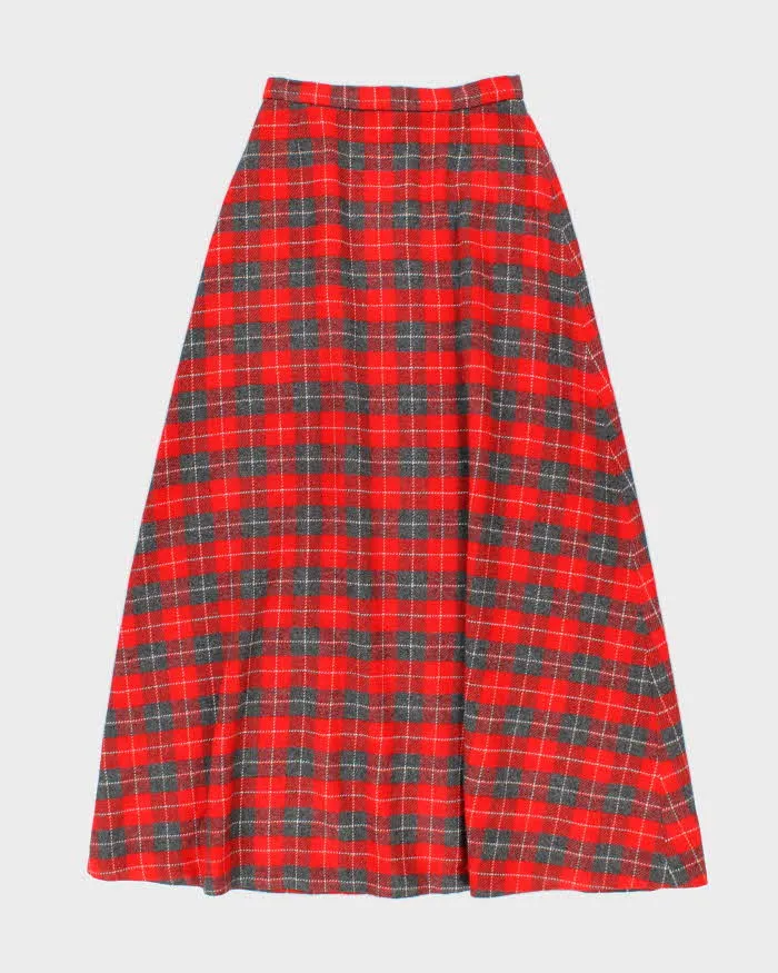 Vintage 1970s Red And Grey Wool Maxi Skirt - S sold by Rokit