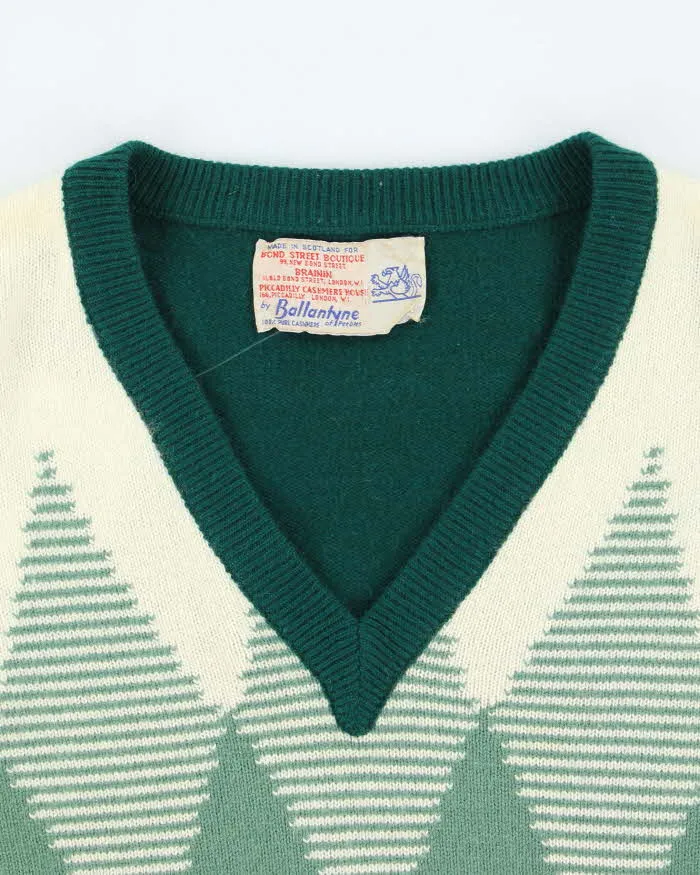 Vintage 70's Cashmere V-Neck Patterned Jumper - M sold by Rokit product image thumbnail 3