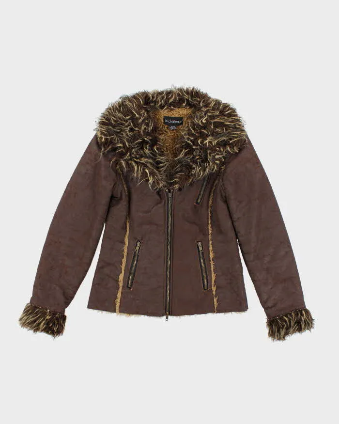Y2k 00s Le Chateau Faux Suede Fur Lined Jacket - XS sold by Rokit