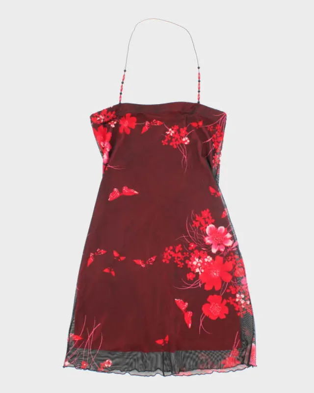 Y2k 00s Seduction Floral Halter Top - S sold by Rokit