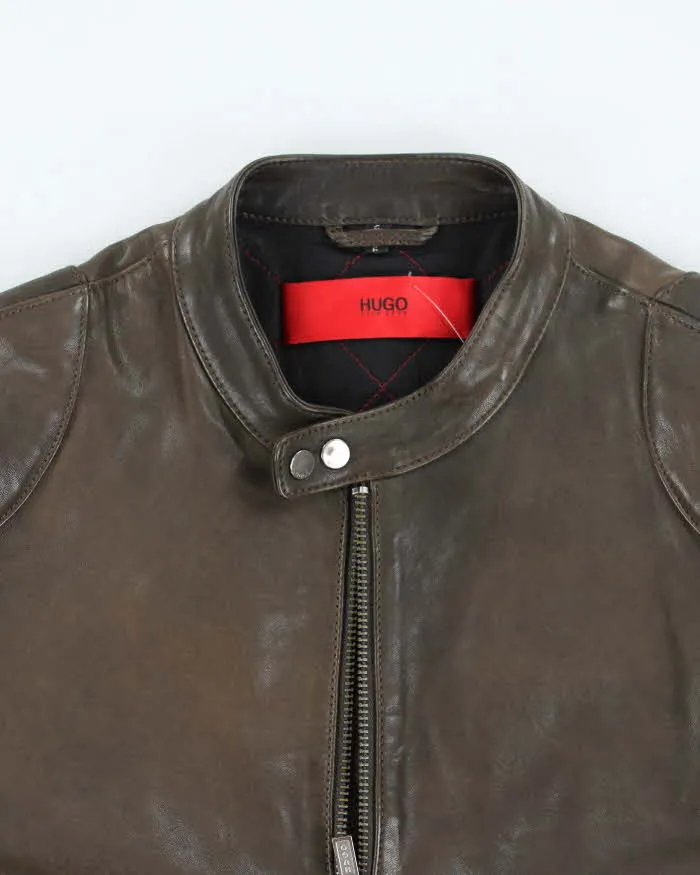 Vintage Y2K Hugo Boss Heavyweight Leather Biker Jacket - M sold by Rokit product image thumbnail 3