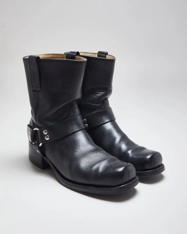 Vintage 90's Biker Leather Slip On Boots - UK 9.5 sold by Rokit