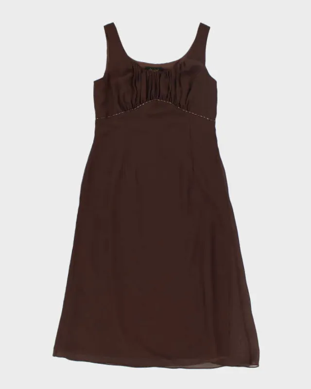 Y2k 00s Oblique Brown Dress - L sold by Rokit