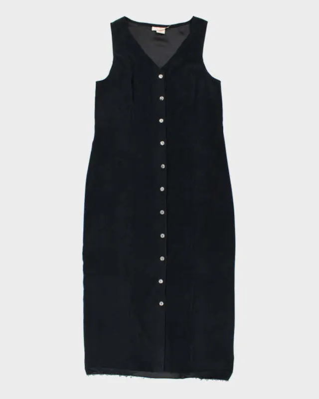 Vintage 80s Nancy G Microfiber Navy Maxi Dress - L sold by Rokit