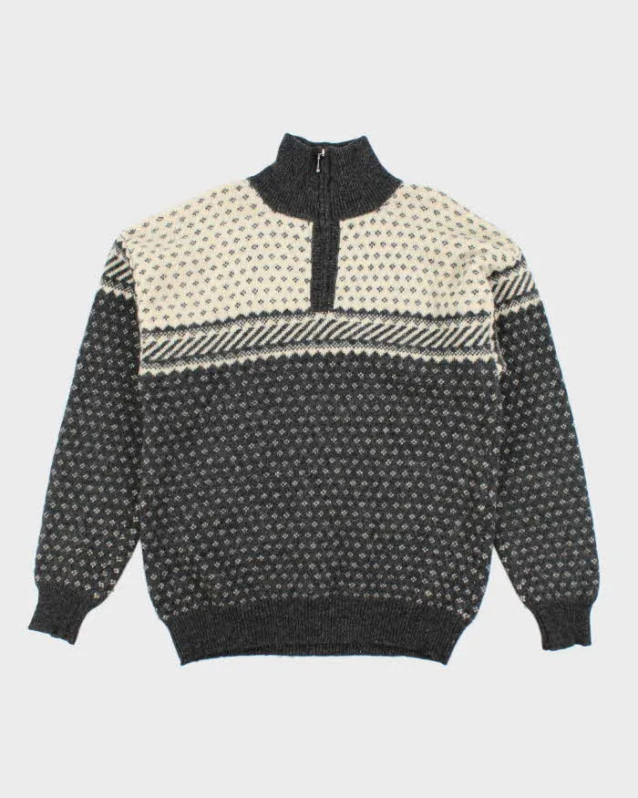 Vintage 90's Cliff Shetland Wool Chunky Quarter Zip Jumper - L sold by Rokit