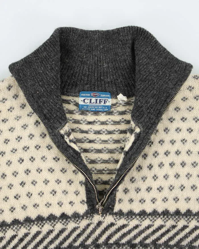 Vintage 90's Cliff Shetland Wool Chunky Quarter Zip Jumper - L sold by Rokit product image thumbnail 3