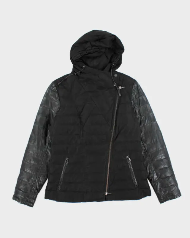 Vintage Women's Y2K Danier Asymmetrical Zipped Hooded Jacket - M sold by Rokit