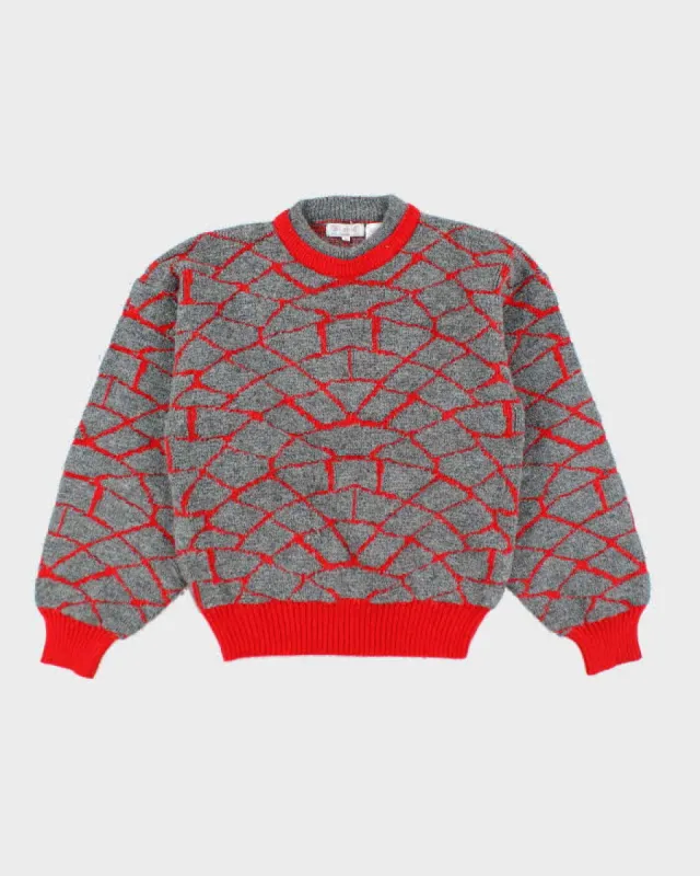 Vintage 90's Heavyweight Patterned Chunky Knit Jumper - M sold by Rokit