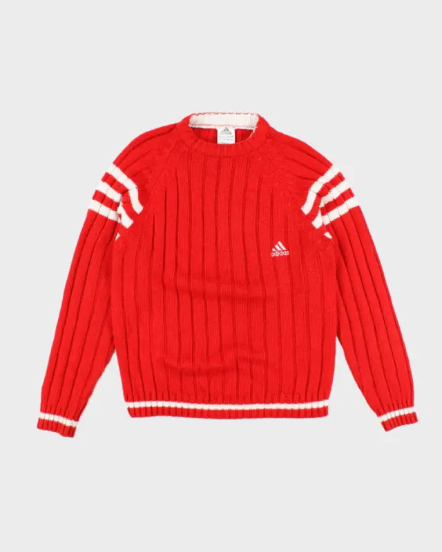 Adidas Red Knit Jumper - M sold by Rokit
