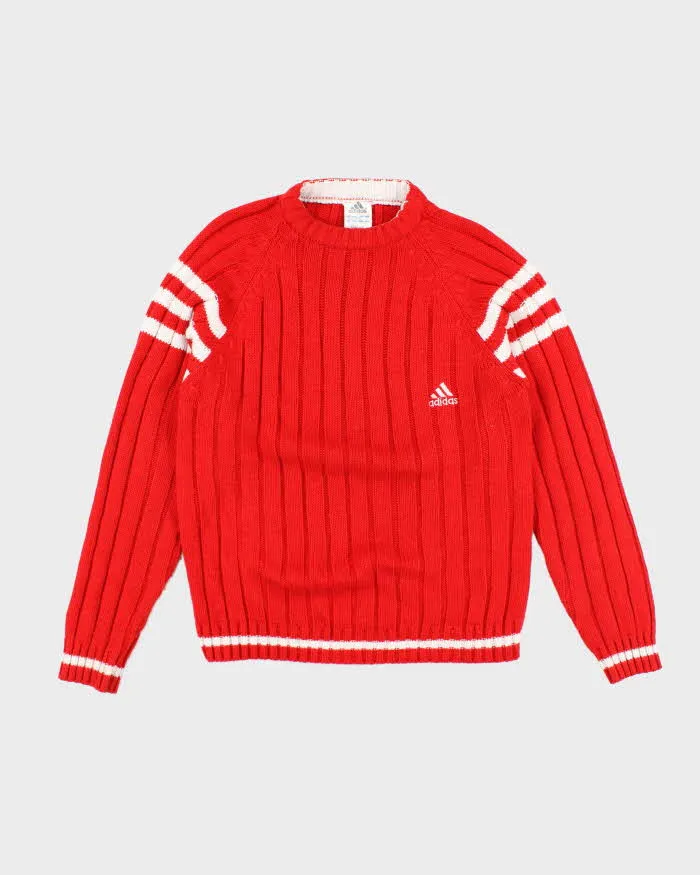 Adidas Red Knit Jumper - M sold by Rokit
