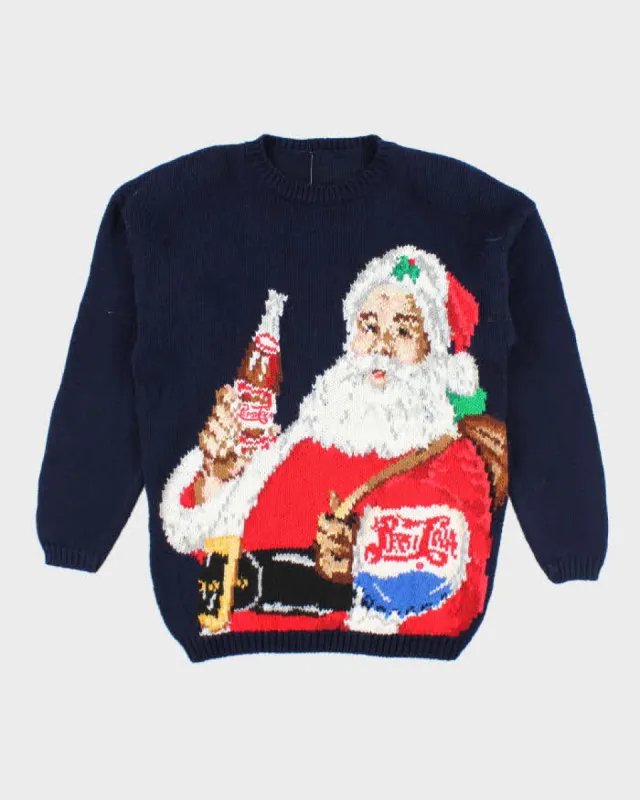 Vintage 80's Cola Christmas Santa Graphic Chunky Knit Jumper - M sold by Rokit