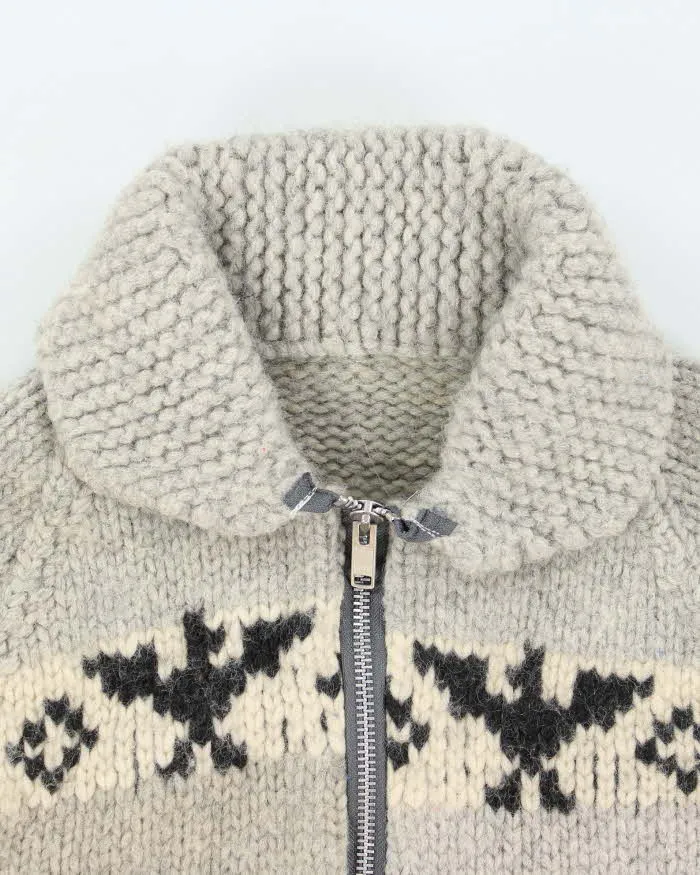 Vintage Handmade Grey Wool Chunky Knit Zip-Up Jumper - L sold by Rokit product image thumbnail 3