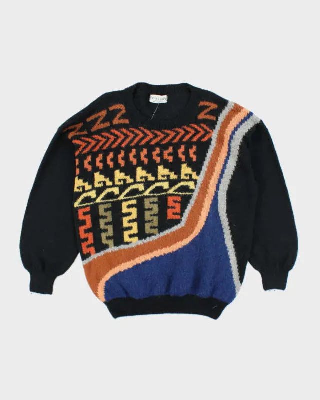 Vintage 90's Patterned Chunky Wool Blend Knit Jumper - L sold by Rokit