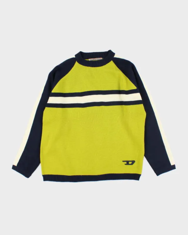 Vintage Y2K Striped Heavyweight Chunky Knit Jumper - M made by Rokit