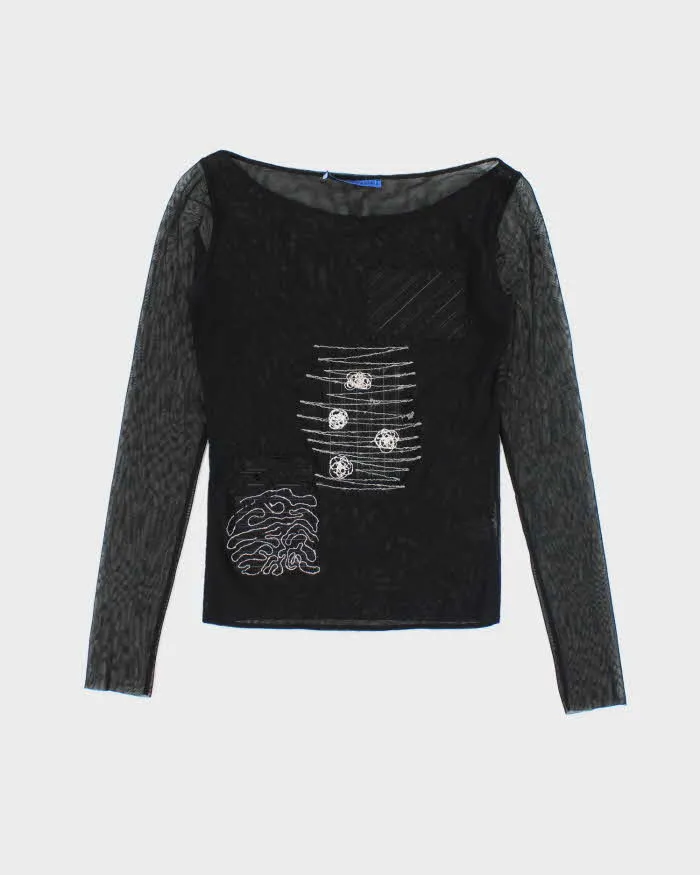 Vintage 90s Sequin Patchwork Mesh Top - S sold by Rokit