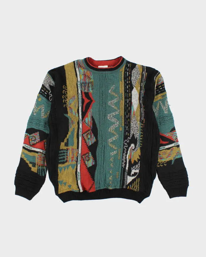 Vintage 90's London Fog Heavyweight Patterned Knit Jumper - L sold by Rokit