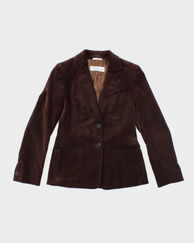 Vintage MaxMara Brown Velvet Blazer - S sold by Rokit
