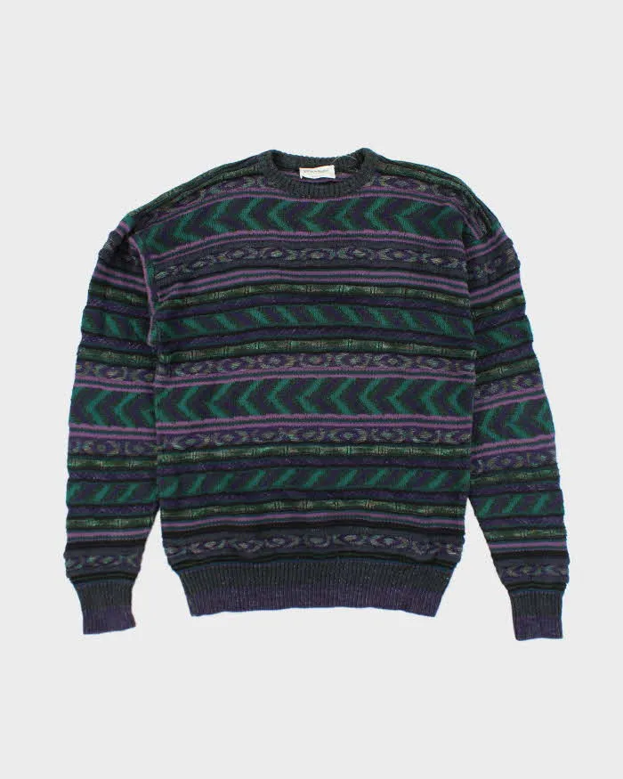 Vintage 90's Textured Patterned Chunky Knit Jumper - L sold by Rokit