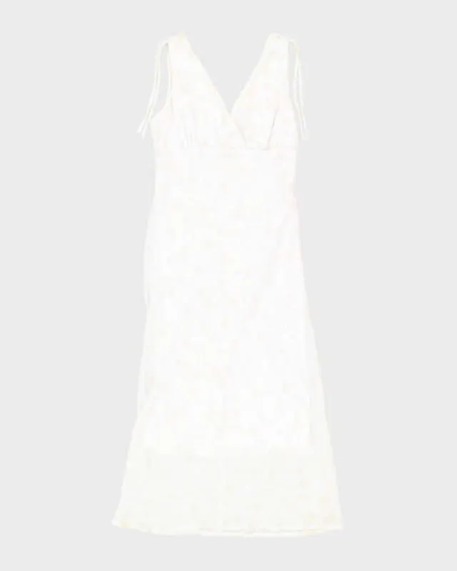 Vintage 90s M Collection White Sparkly Floral Dress - S sold by Rokit