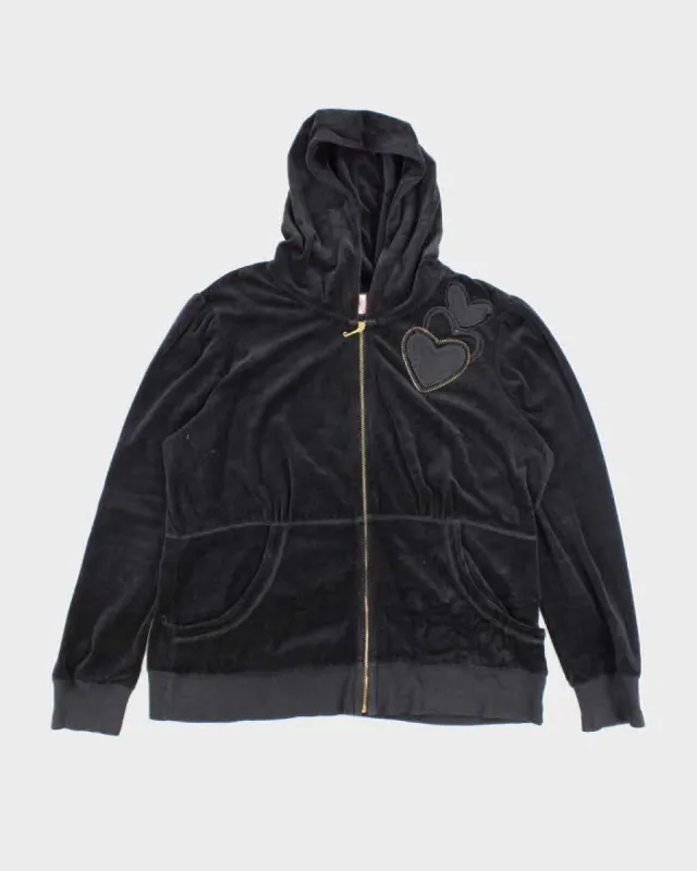 Vintage Y2K Juicy Couture Heart Patch Zip Up Hoodie - XXL sold by Rokit