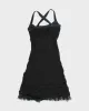 Y2k 00s Ruched Ruffle Mesh Dress - M sold by Rokit