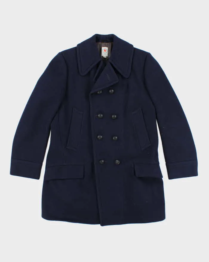 Vintage 80's Heavyweight Wool Long Pea Coat - L sold by Rokit